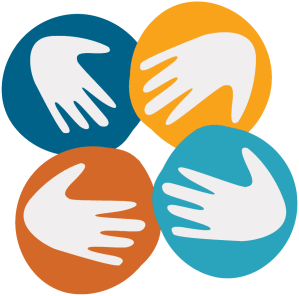 colorful icon graphic of hands together