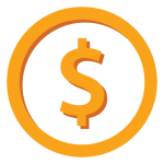 yellow and white icon graphic of dollar sign in a circle